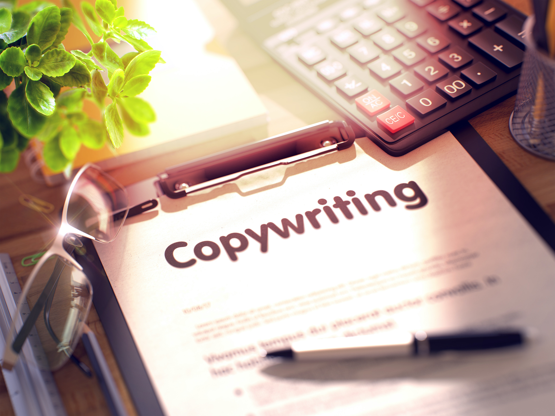 Copywriting – Business Concept on Clipboard. 3d Render